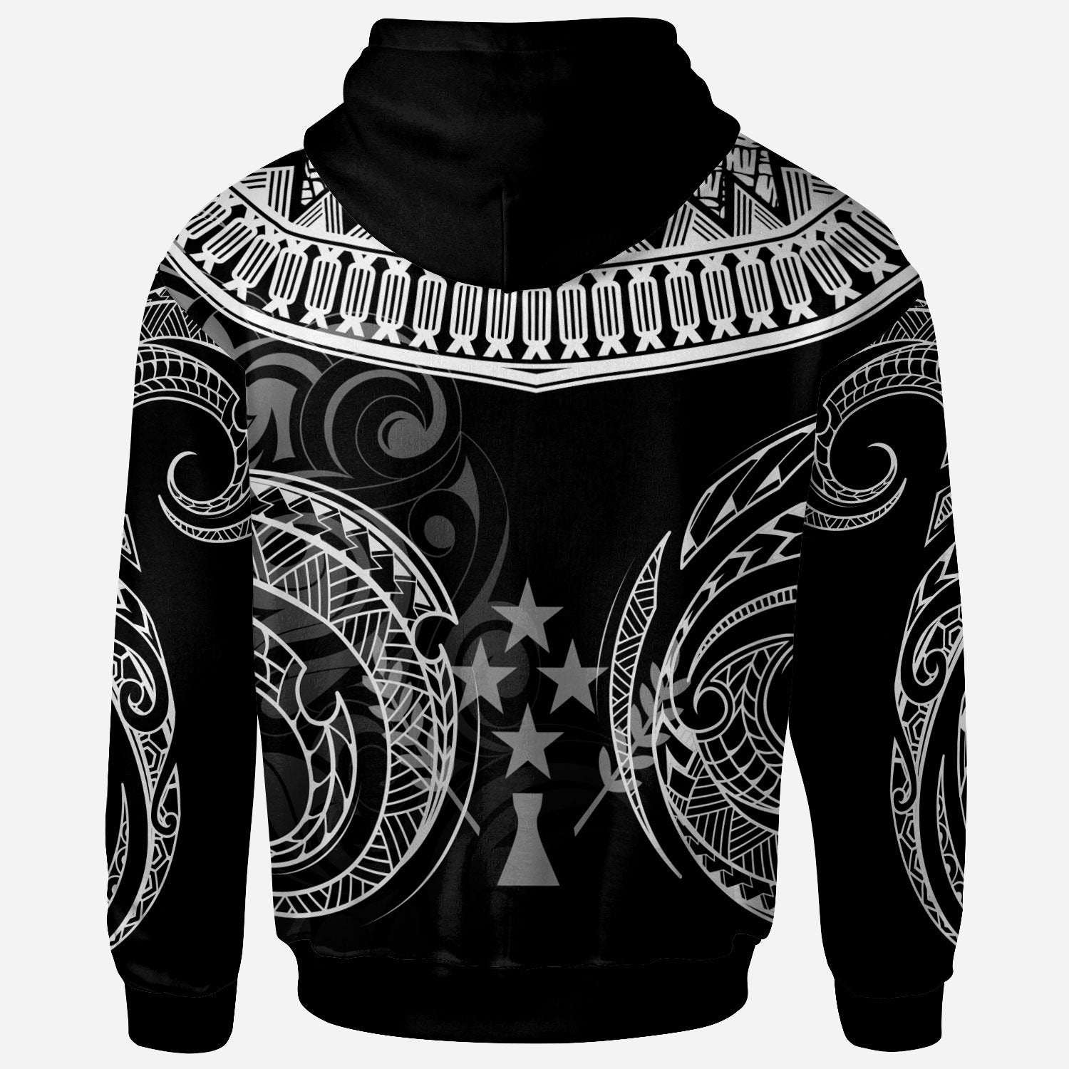 Kosrae Custom Hoodie Serrated Pattern White Color Unisex Black - Polynesian Pride