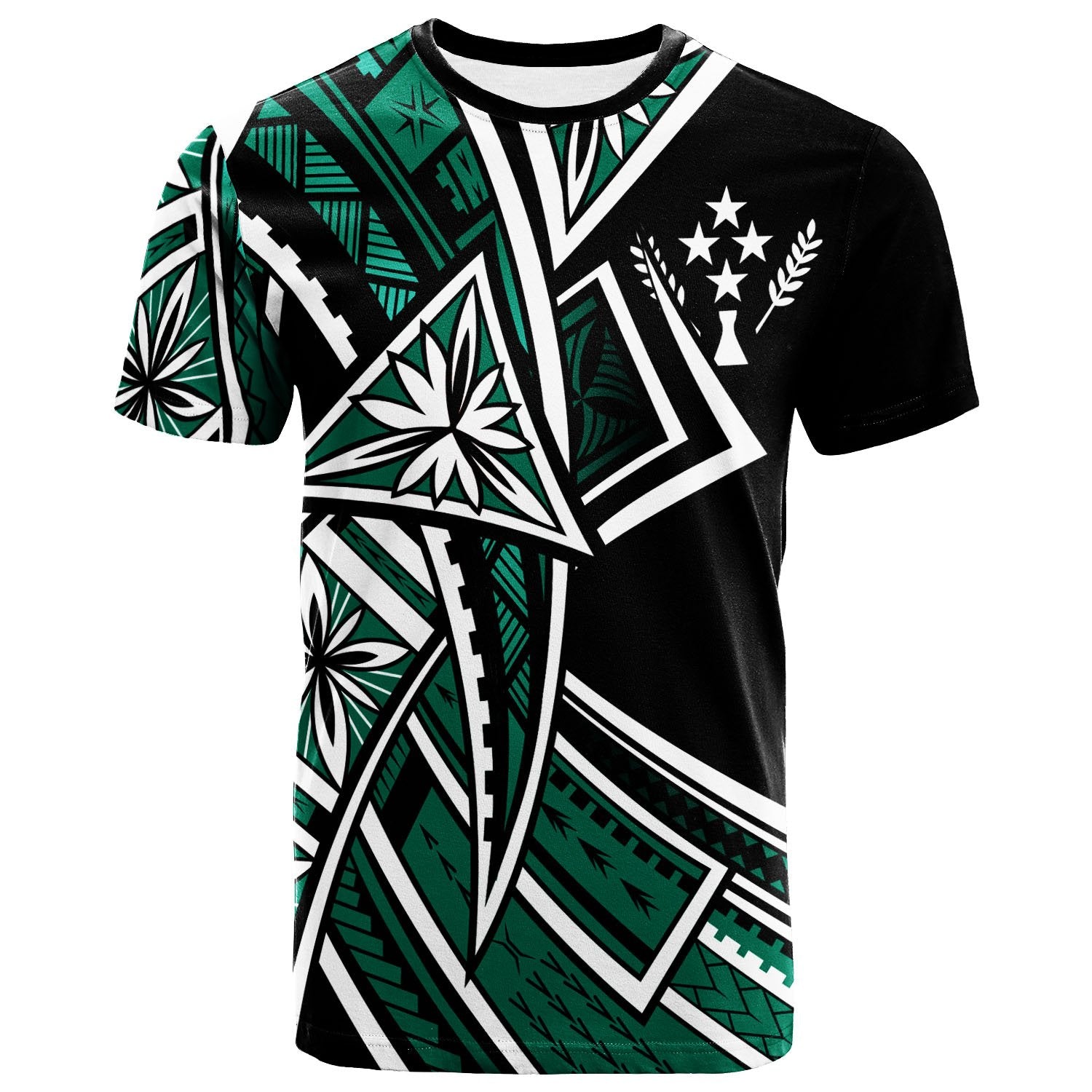 Kosrae T Shirt Tribal Flower Special Pattern Green Color Unisex Green - Polynesian Pride