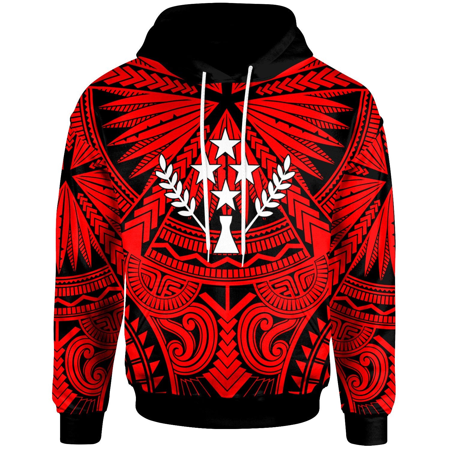 Kosrae Hoodie Classic Vignette Style Unisex Red - Polynesian Pride