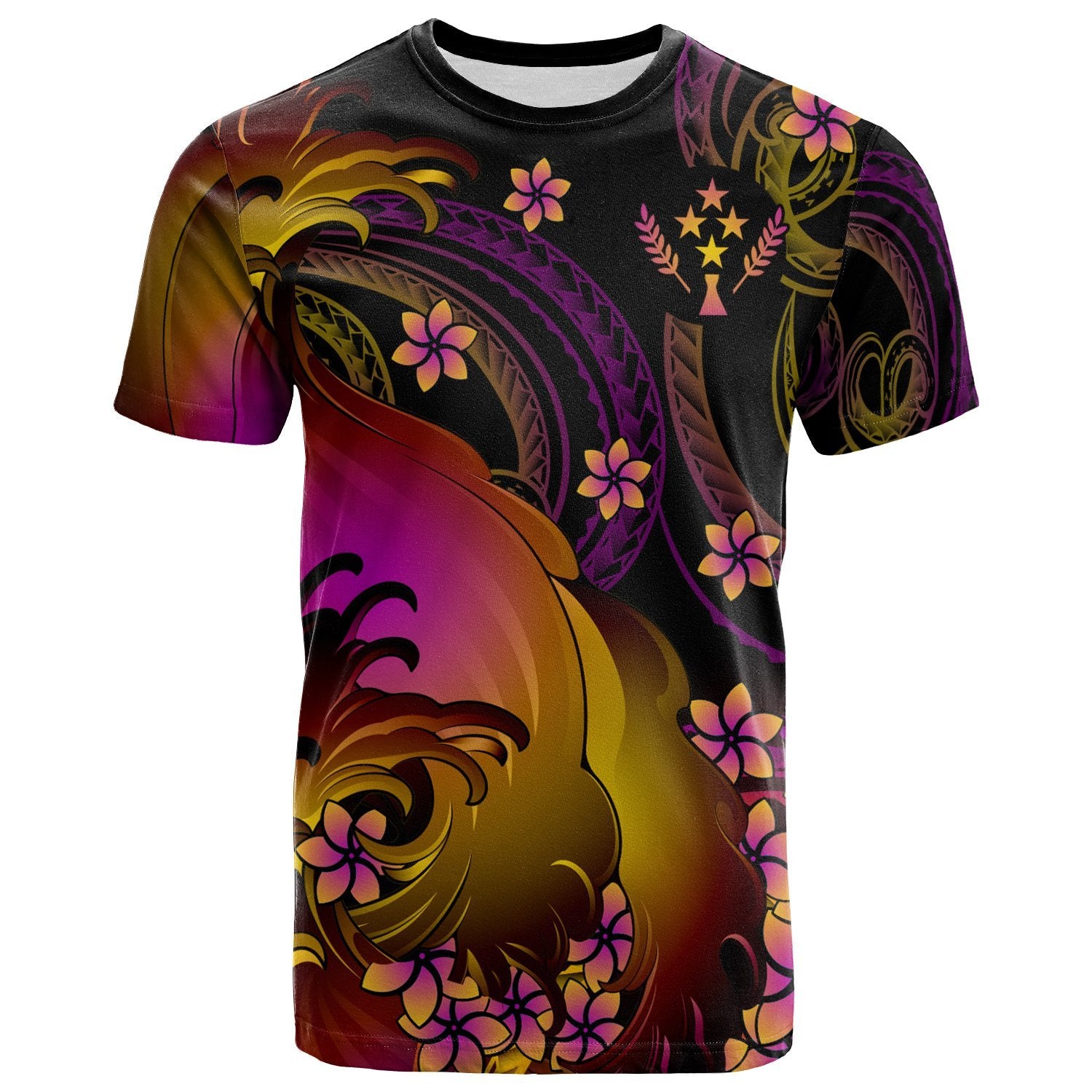 Kosrae T shirt Kosrae in wave Unisex Black - Polynesian Pride