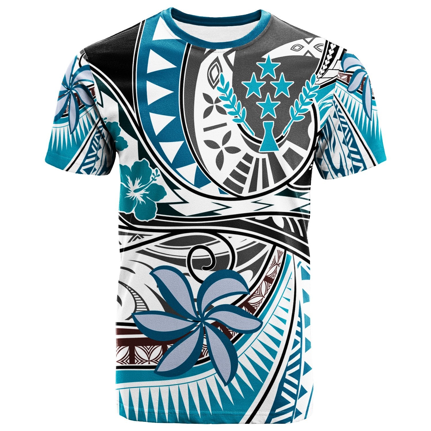 Kosrae T Shirt Flower And Flow Unisex BLUE - Polynesian Pride