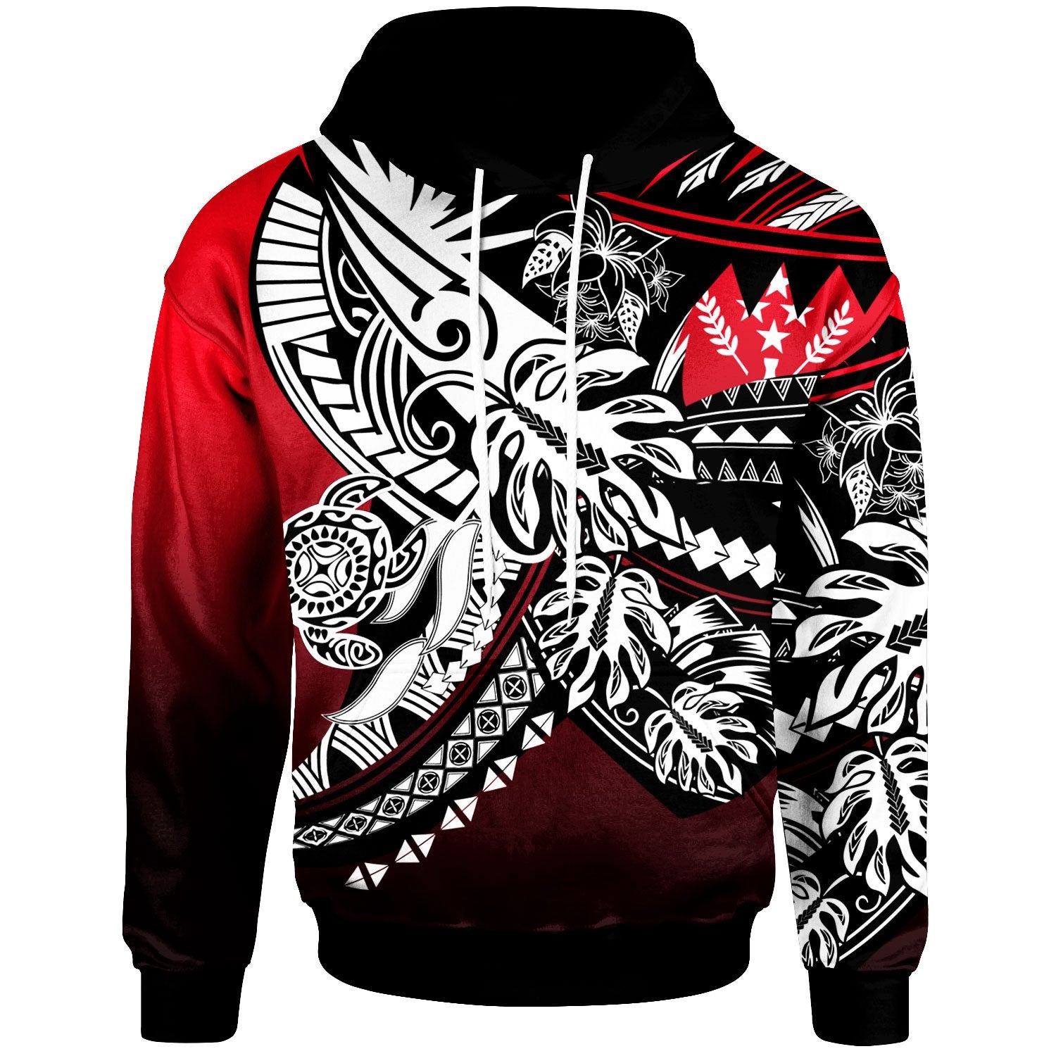 Kosrae Hoodie Tribal Jungle Pattern Color Unisex Red - Polynesian Pride