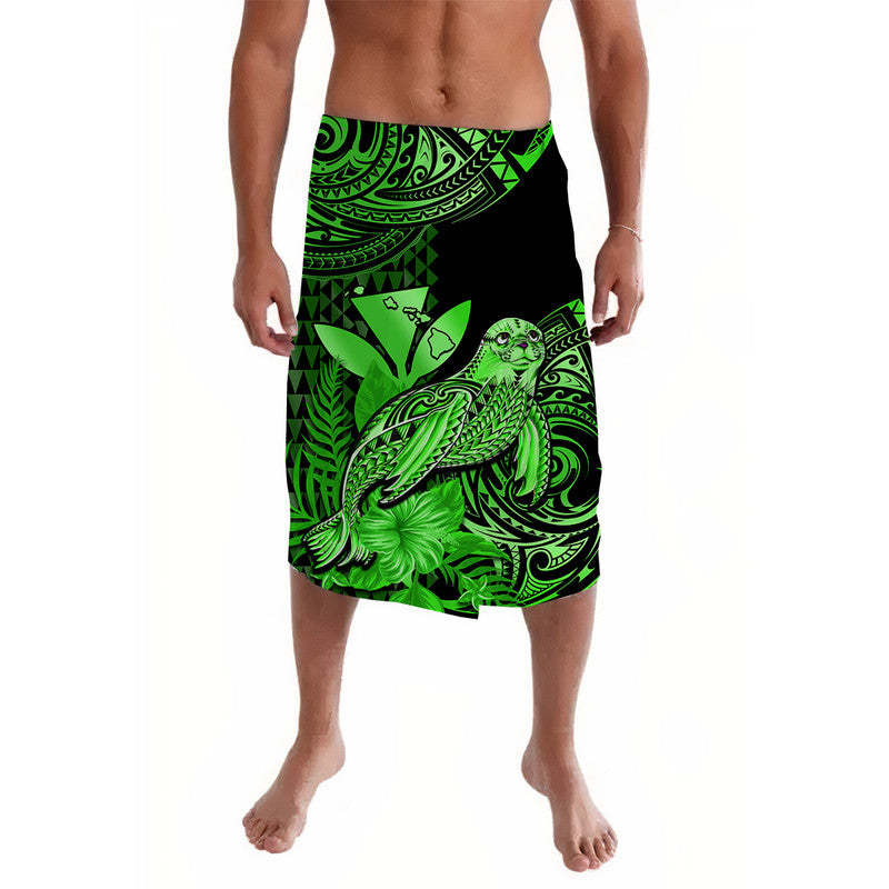 Hawaii Monk Seal Lavalava Polynesian Kakau With Kanaka Green LT14 Green - Polynesian Pride