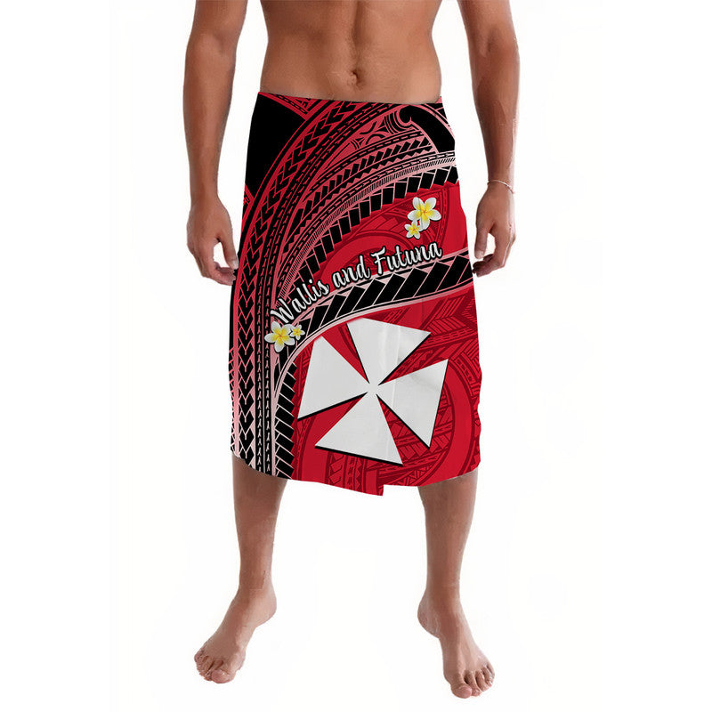 Wallis And Futuna Lavalava Plumeria Flowers With Red Polynesian Pattern LT14 Red - Polynesian Pride