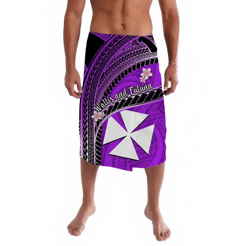 Wallis And Futuna Lavalava Plumeria Flowers With Purple Polynesian Pattern LT14 Purple - Polynesian Pride