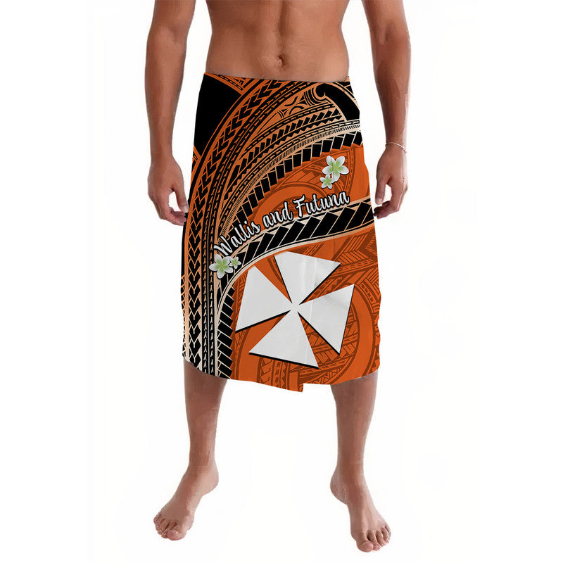 Wallis And Futuna Lavalava Plumeria Flowers With Orange Polynesian Pattern LT14 Orange - Polynesian Pride