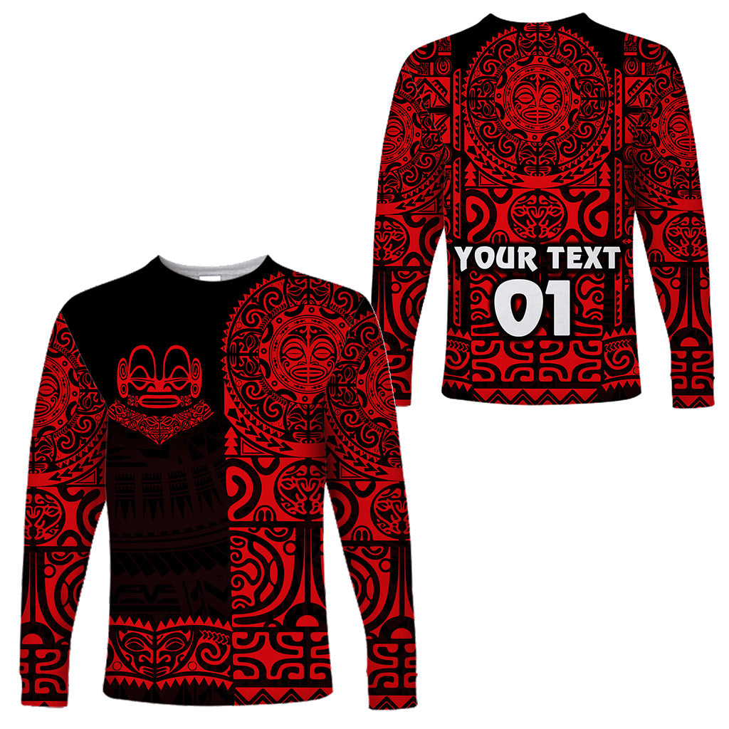 (Custom Personalised) Marquesas Islands Long Sleeve Shirt Marquesan Tattoo Unique Style - Red LT8 Unisex Red - Polynesian Pride