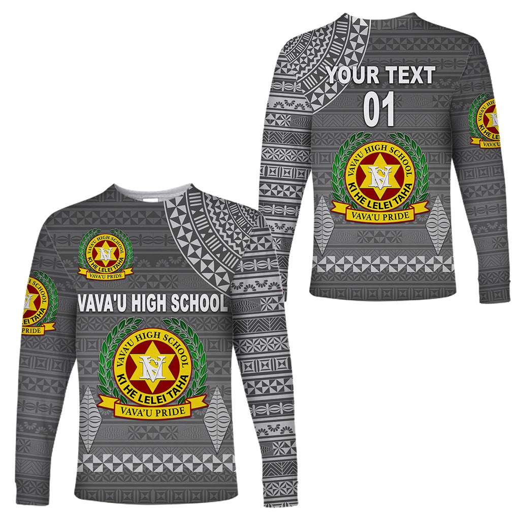 (Custom Personalised) Tonga Vava'u High School Long Sleeve Shirt Simple Style - Full Grey LT8 Unisex Grey - Polynesian Pride