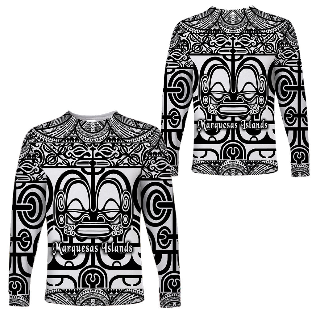 Marquesas Islands Long Sleeve Shirt Marquesan Tattoo Simple Style - Black LT8 Unisex Black - Polynesian Pride