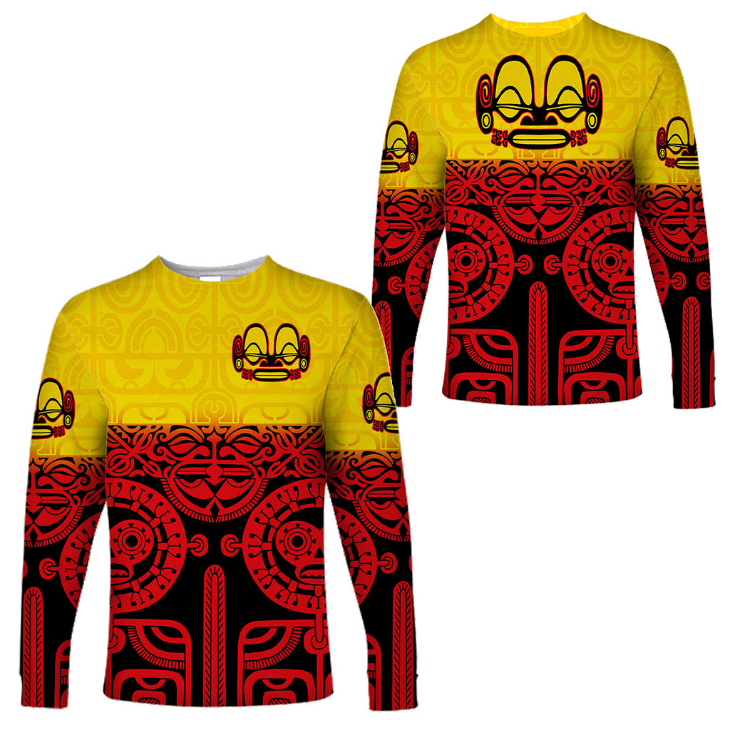 Marquesas Islands Long Sleeve Shirt Marquesan Tattoo Special Style - Gradient Red LT8 Unisex Red - Polynesian Pride