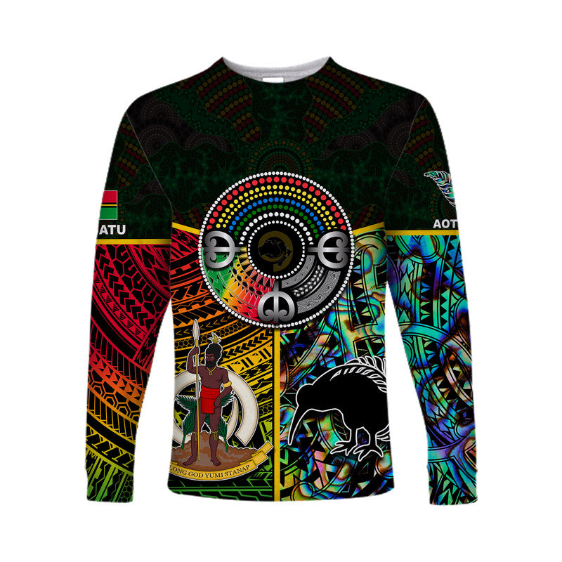 (Custom Personalised) Vanuatu Mix Maori And Aboriginal Long Sleeve Shirt LT6 Unisex Art - Polynesian Pride