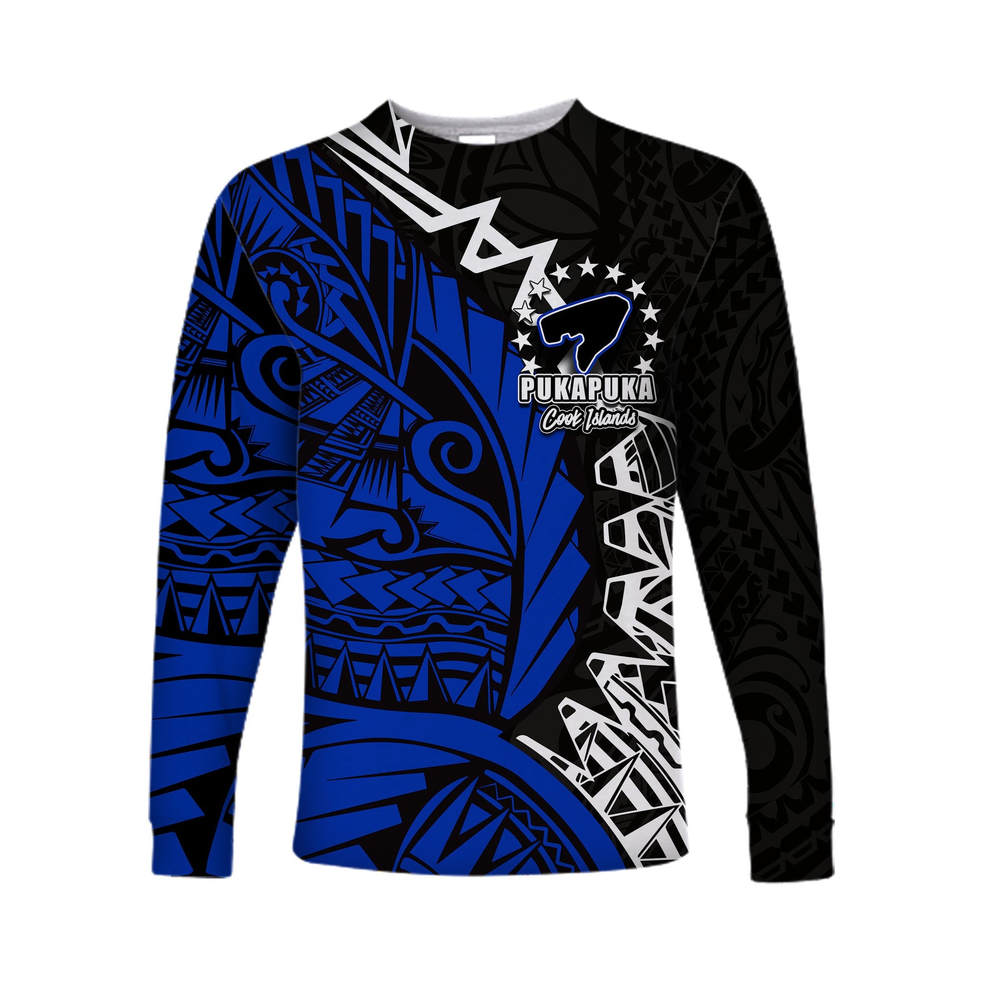 (Custom Personalised)Cook Islands Long Sleeve Shirts Pukapuka Polynesian Style LT6 Unisex Blue - Polynesian Pride