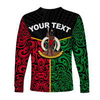 (Custom Personalised) Vanuatu Long Sleeve Shirt Polynesian Patterns Mix Flag LT6 - Polynesian Pride