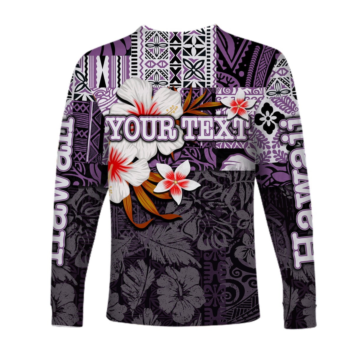(Custom Personalised) Hawaii Fish Hook Long Sleeve Shirts Purple Style LT6 - Polynesian Pride