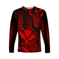 (Custom Personalised) Hawaii Kanaka Map Long Sleeve Shirts Red Style LT6 Unisex Red - Polynesian Pride