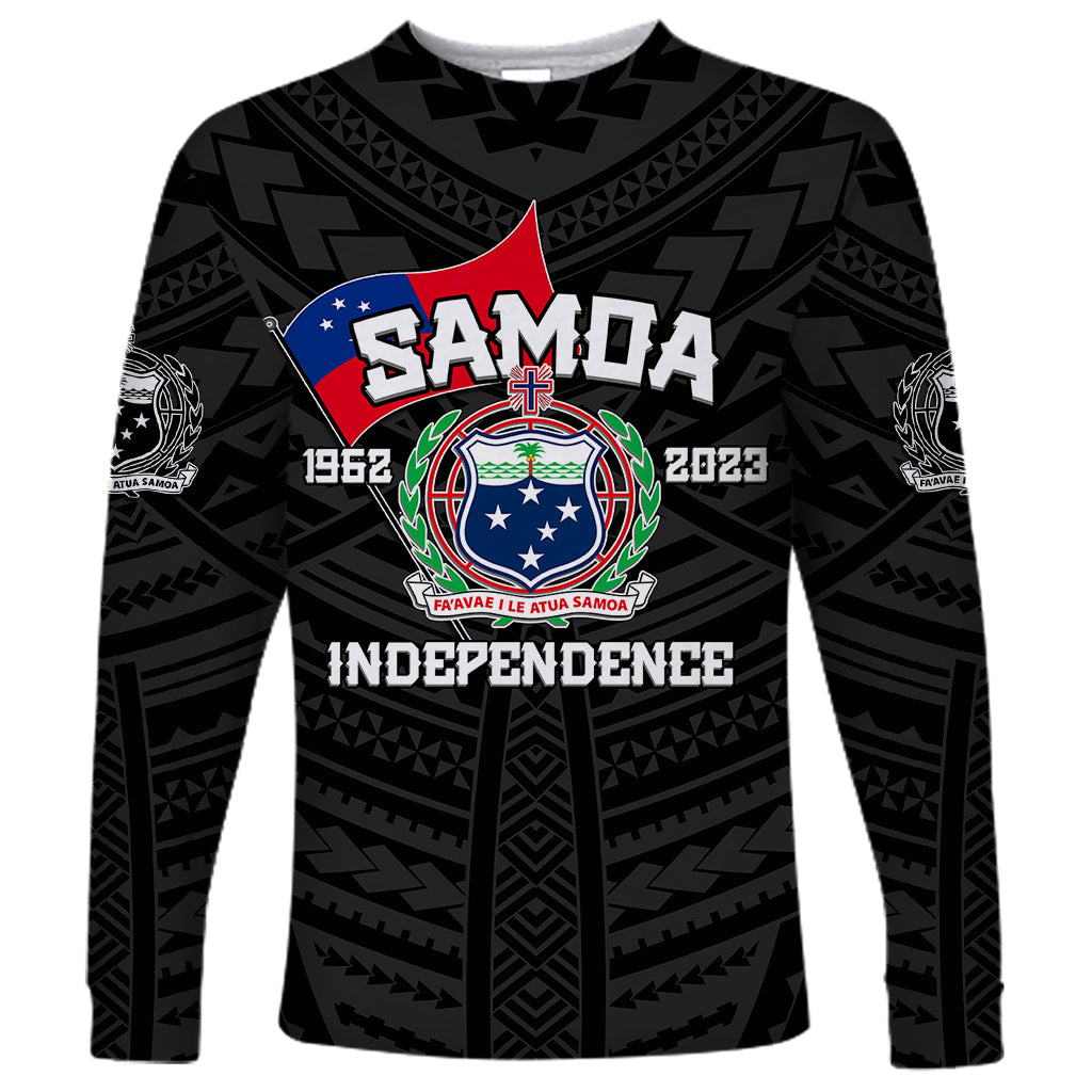 Samoa Independence Long Sleeve Shirt 2023 Black Style LT6 Unisex Black - Polynesian Pride