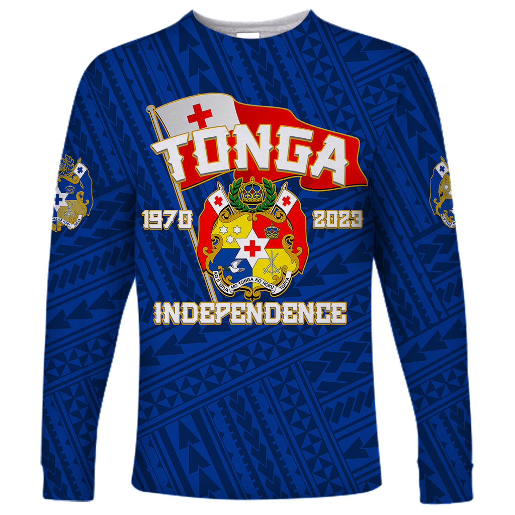 Tonga Independence Long Sleeve Shirt 2023 Blue Style LT6 Unisex Blue - Polynesian Pride