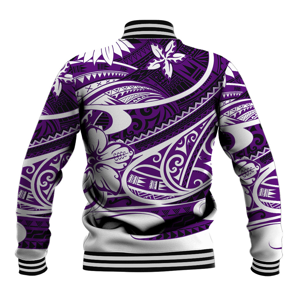 Polynesian Tribal Baseball Jacket Purple LT6 - Polynesian Pride