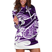 Polynesian Tribal Hoodie Dress Purple LT6 - Polynesian Pride