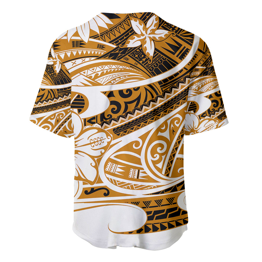 Polynesian Tribal Baseball Jersey Gold LT6 - Polynesian Pride