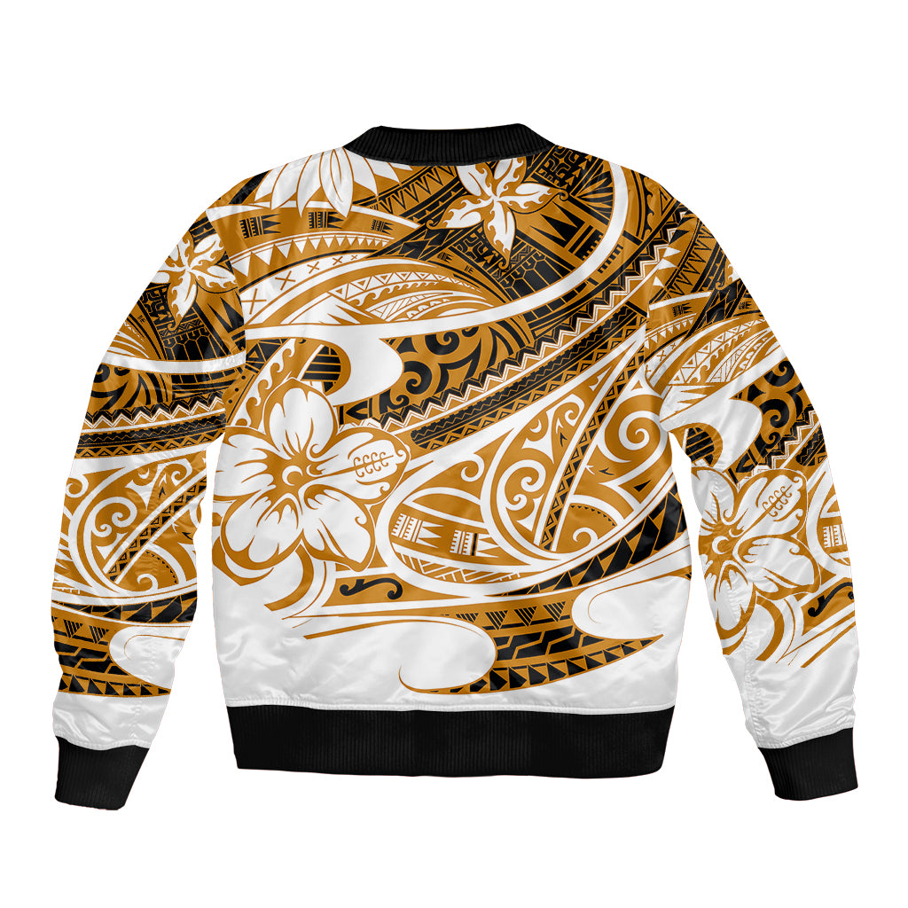 Polynesian Tribal Sleeve Zip Bomber Jacket Gold LT6 - Polynesian Pride