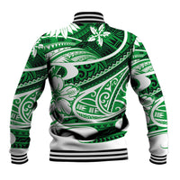 Polynesian Tribal Baseball Jacket Green LT6 - Polynesian Pride