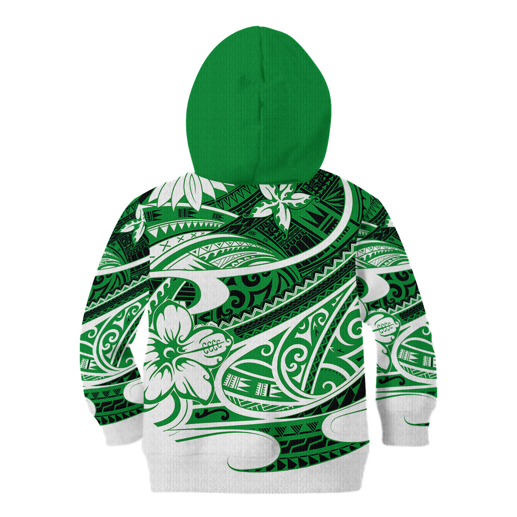 Polynesian Tribal Kid Hoodie Green LT6 Zip Hoodie Green - Polynesian Pride
