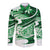 Polynesian Tribal Long Sleeve Button Shirt Green LT6 Unisex Green - Polynesian Pride