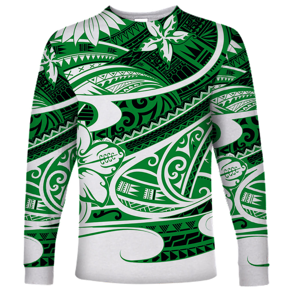 Polynesian Tribal Long Sleeve Shirt Green LT6 Unisex Green - Polynesian Pride