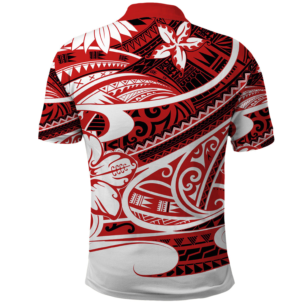 Polynesian Tribal Polo Shirt Red LT6 - Polynesian Pride
