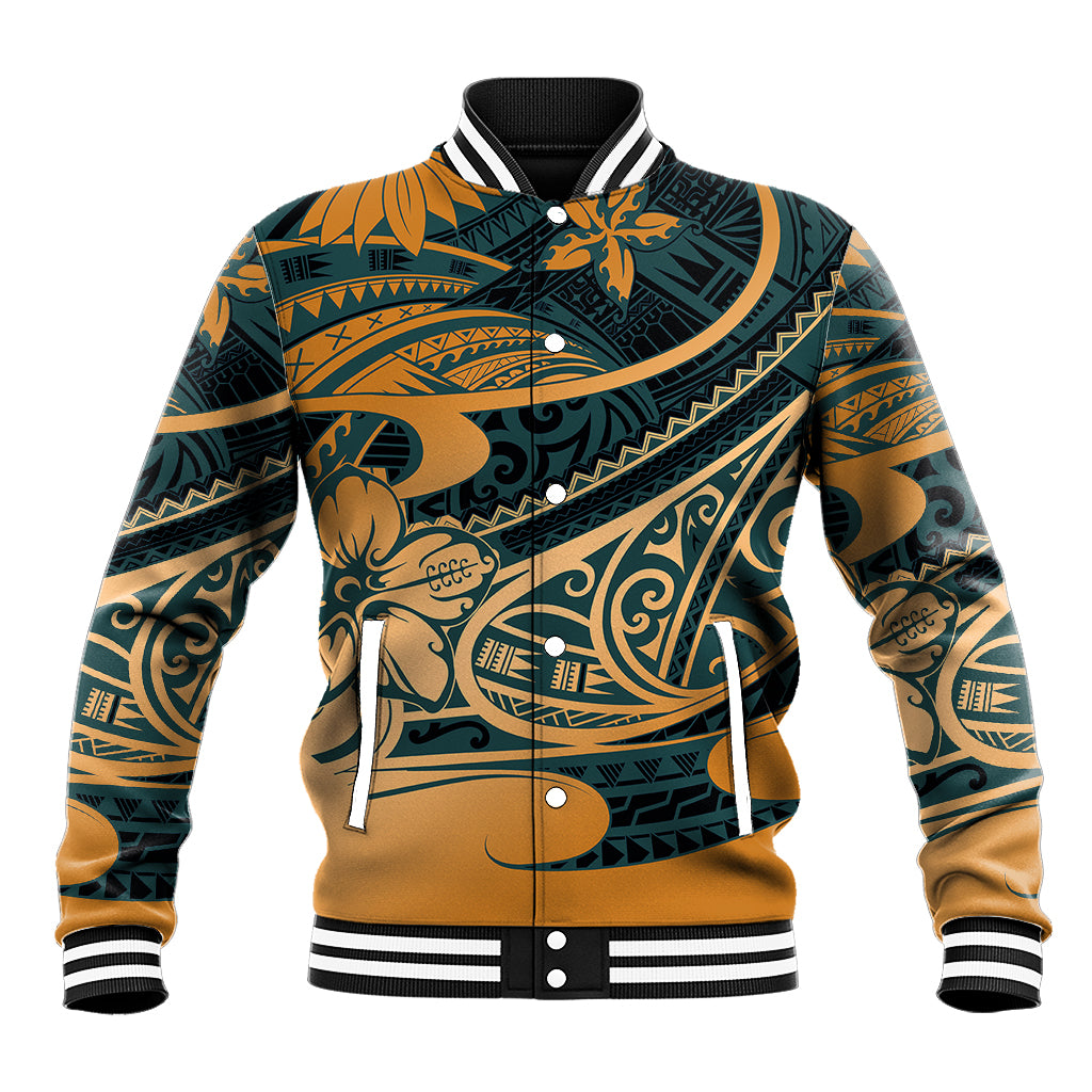 Polynesian Tribal Baseball Jacket LT6 Unisex Green - Polynesian Pride