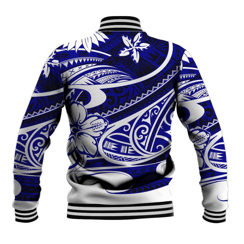 Polynesian Tribal Baseball Jacket Blue LT6 - Polynesian Pride