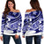 Polynesian Tribal Off Shoulder Sweater Blue LT6 Women Blue - Polynesian Pride