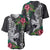 Hawaii Kakau Baseball Jersey Mix Sharks Polynesian Hibiscus LT6 Black - Polynesian Pride