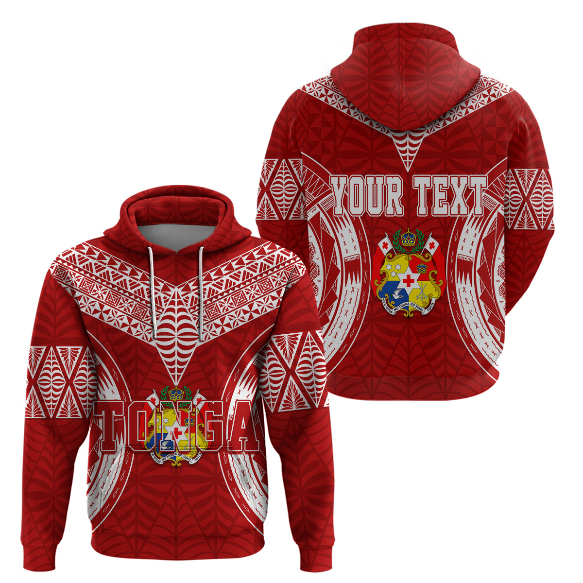 Custom Tonga Independence Day Hoodie Kupesi Pattern Mix Style LT7 Pullover Hoodie Red - Polynesian Pride