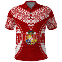Custom Tonga Independence Day Polo Shirt Kupesi Pattern Mix Style LT7 Red - Polynesian Pride