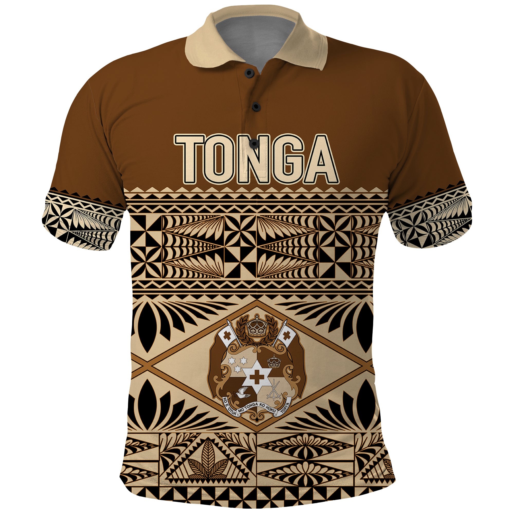 Custom Tonga Independence Day Polo Shirt Ngatu Tapa Style LT7 Brown - Polynesian Pride