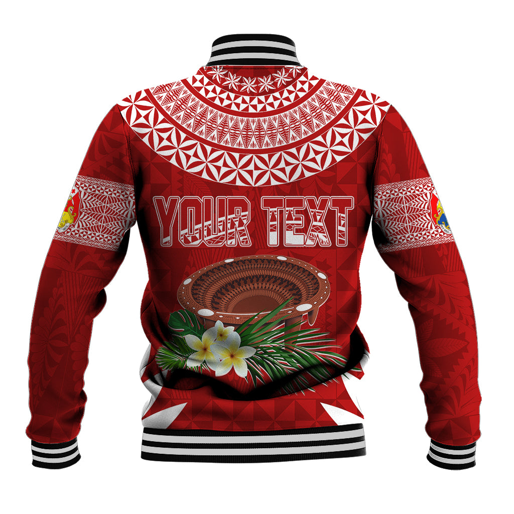 Personalised Tonga Independence Day Baseball Jacket Kumete Kava Bowl With Plumeria LT7 - Polynesian Pride