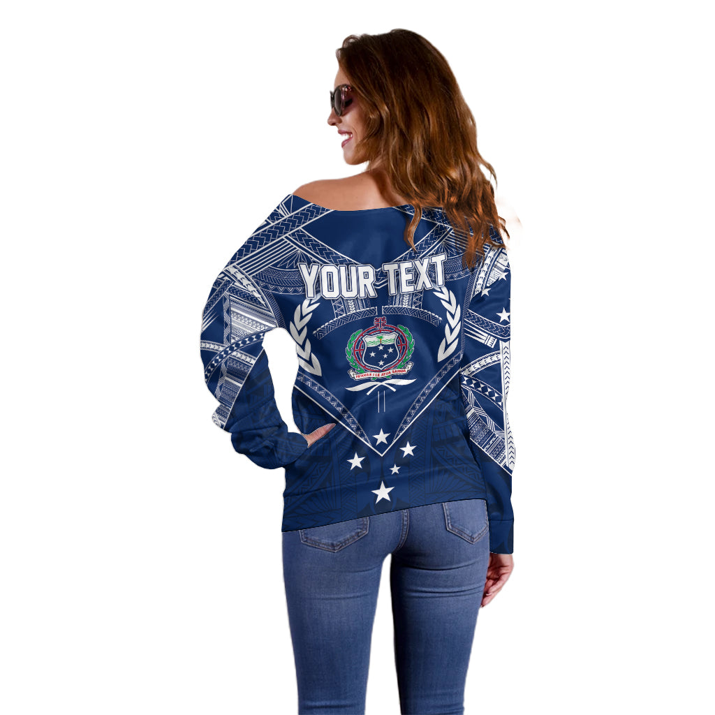 Personalised Samoa Independence Day Off Shoulder Sweater Chest Tattoo Symbolic Style LT7 - Polynesian Pride