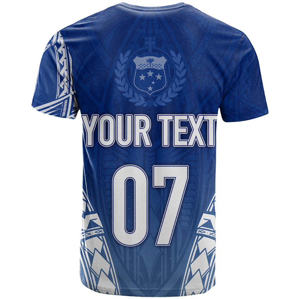 Custom Samoa Rugby T Shirt Manu Samoa Gradient Blue LT7 - Polynesian Pride
