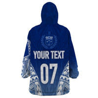 Personalised Samoa Rugby Wearable Blanket Hoodie Manu Samoa Gradient Blue LT7 - Polynesian Pride