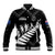 Personalised New Zealand Football Ferns Baseball Jacket Women's World Cup 2023 Sporty Vibes LT7 Unisex Black - Polynesian Pride