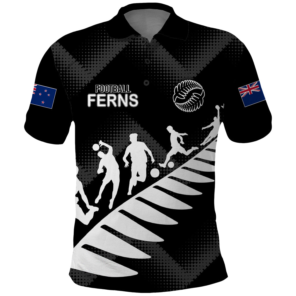 Custom New Zealand Football Ferns Polo Shirt Women's World Cup 2023 Sporty Vibes LT7 Black - Polynesian Pride