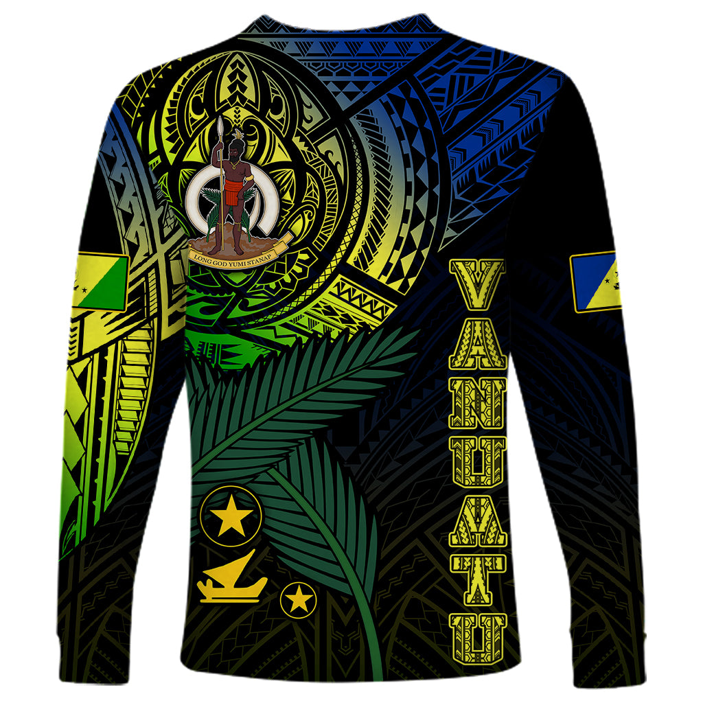 Personalised Vanuatu Long Sleeve Shirt Turtle Chest Tattoo Flag Color - Malampa LT7 - Polynesian Pride
