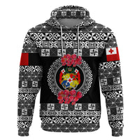 Custom Tonga Hoodie Emancipation Day Simple Ngatu Heilala Flower Black LT8 - Polynesian Pride