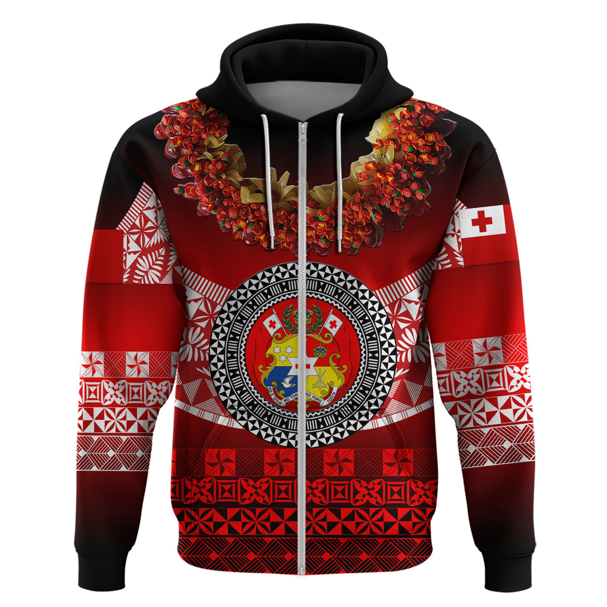 Custom Tonga Hoodie Emancipation Day Fancy Kahoa Heilala Flower Gradient LT8 - Polynesian Pride