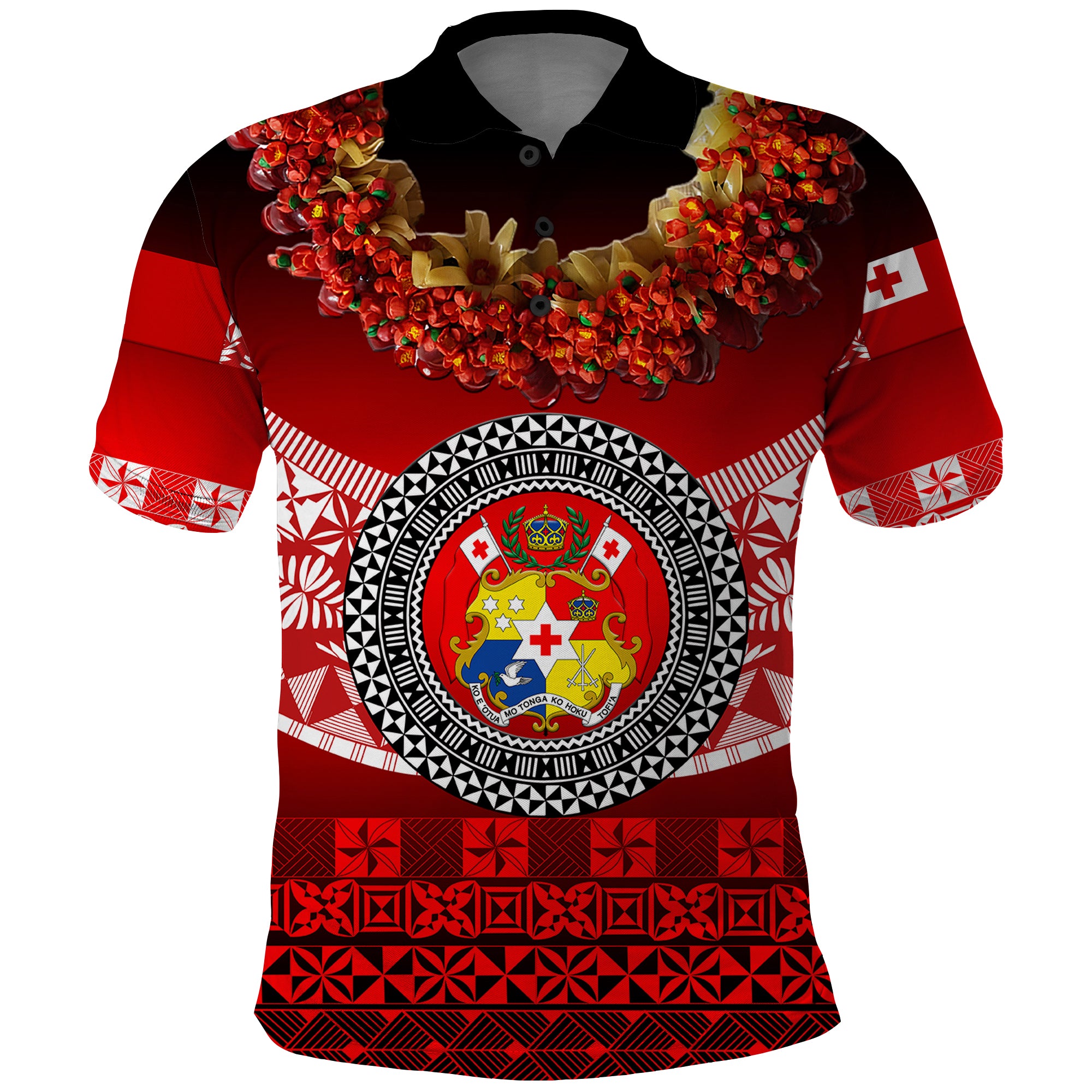 Custom Tonga Emancipation Day Polo Shirt Independence Day Fancy Kahoa Heilala Flower Gradient LT8 Black - Polynesian Pride