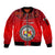 (Custom Personalised) Tonga Emancipation Day Sleeve Zip Bomber Jacket Independence Day - Unique Kahoa Heilala Flower - Red LT8 Unisex Red - Polynesian Pride