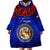 (Custom Personalised) Tonga Emancipation Day Wearable Blanket Hoodie Independence Day - Unique Kahoa Heilala Flower - Blue LT8 - Polynesian Pride