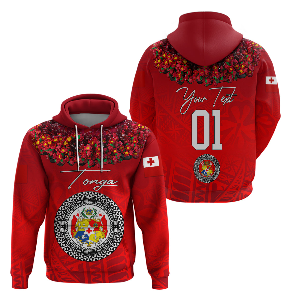 Custom Tonga Hoodie Emancipation Day Kupesi Kahoa Heilala Flower Red LT8 Pullover Hoodie Red - Polynesian Pride